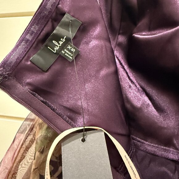 NWT Wonderful Waltz Purple Floral Print Strapless Bustier Maxi Dress - Picture 3 of 6